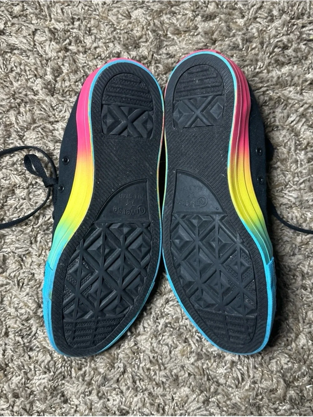 Converse Chuck Taylor All Star Rainbow Sole Black Canvas Sneakers Women’s 8